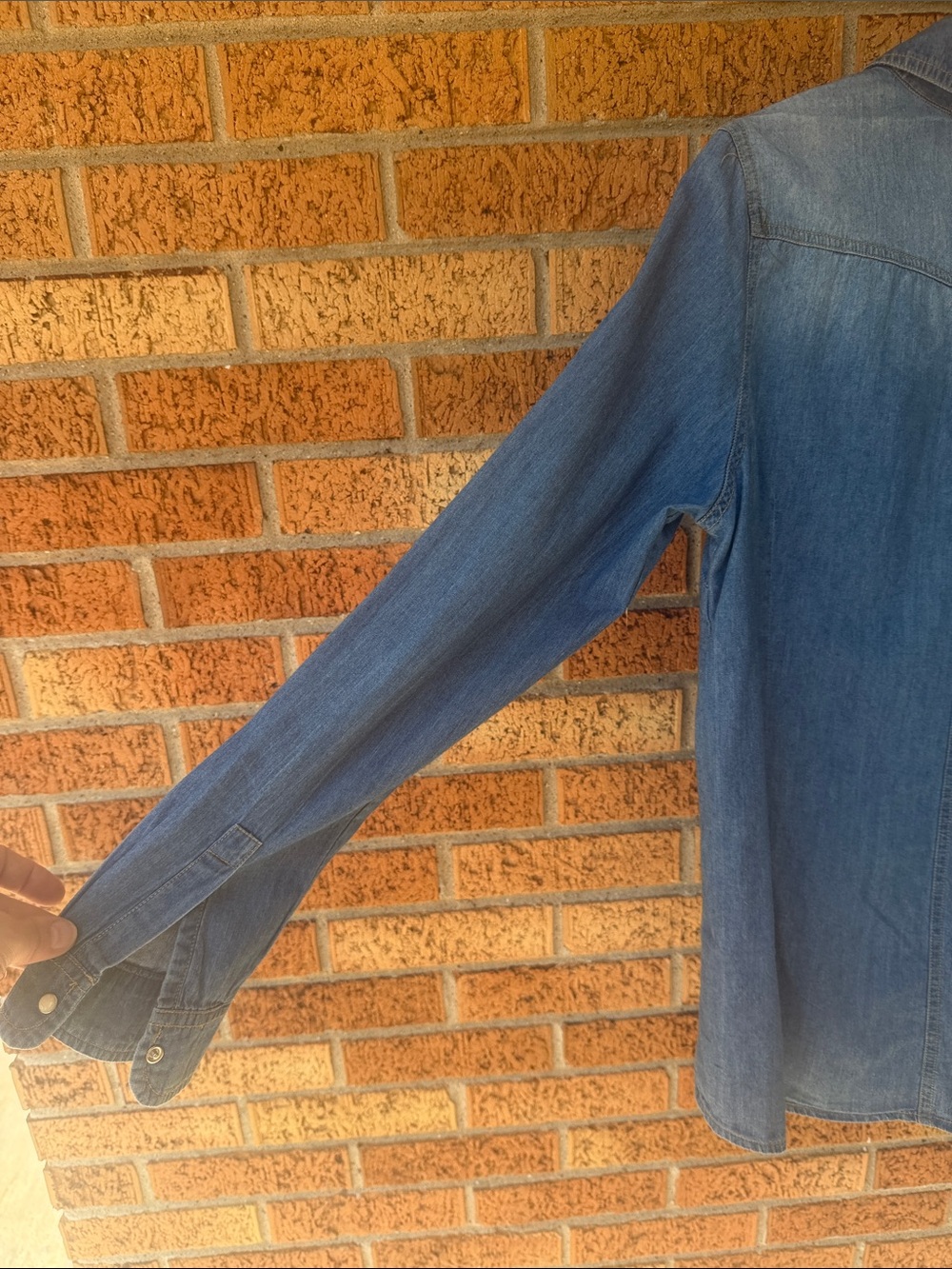 Inso Activewear Chambray Western Snap Front Long Sleeve Shirt Womens Medium Blue - Picture 6 of 8